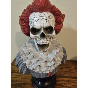 Spooky Night Halloween LED Lighted Creepy Clown Skull Bust Figurine Freestanding